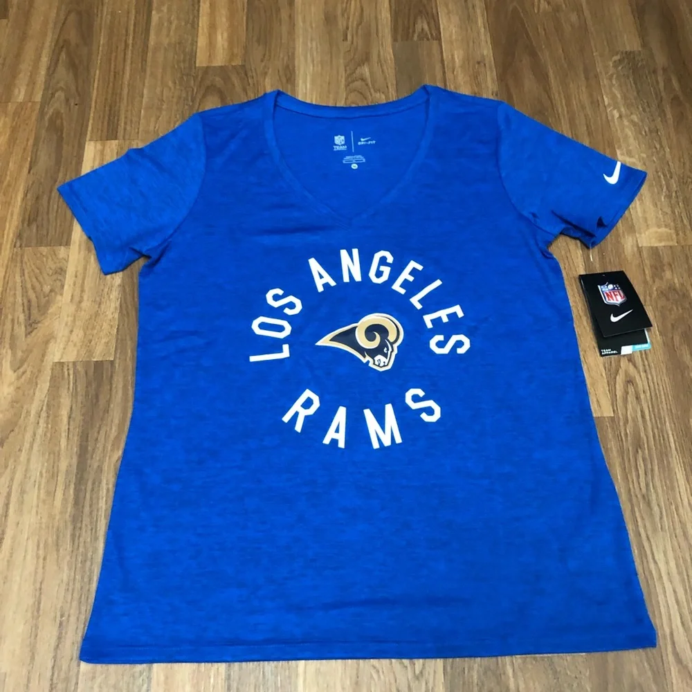 NWT Los Angeles Rams NFL Football Dri-Fit V-Neck Blue T-Shirt Medium